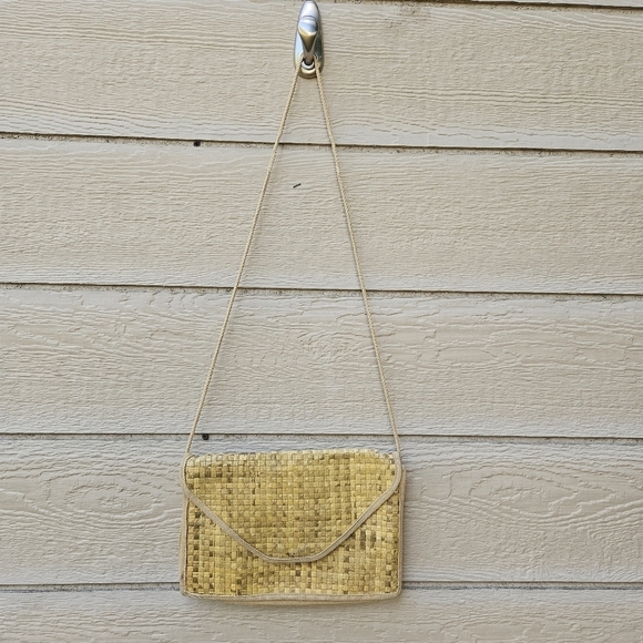 vintage Novelli of Florence Ennelinea slim woven beige crossbody bag - Picture 1 of 9